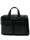 Piquadro Black Leather Workbook Briefcase In Black
