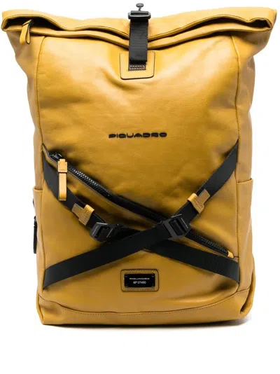 Piquadro Debossed-logo Detail Backpack In Yellow
