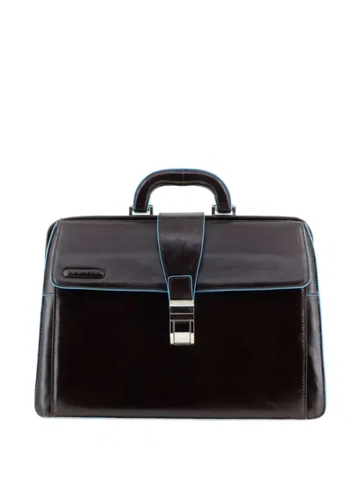 Piquadro Doctor's Leather Flap-top Briefcase In Gray