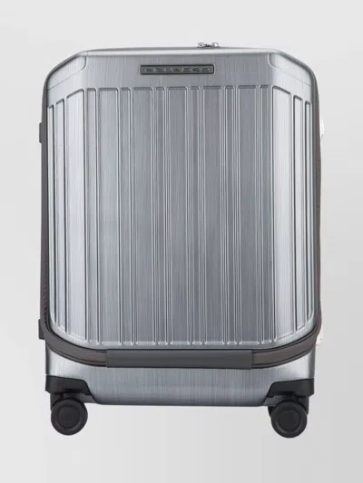 Piquadro Durable Travel Trolley Four Wheel Design In Metallic