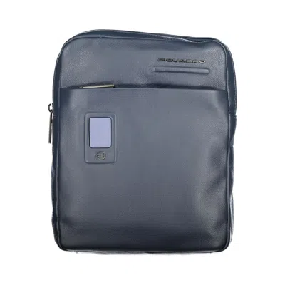 Piquadro Elegant Blue Leather Shoulder Bag With Contrasting Men's Accents