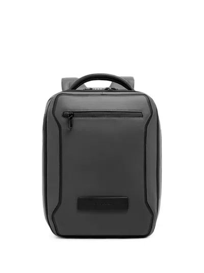 Piquadro Expandable 14-inch Logo-plaque Combination-lock Backpack In Grey