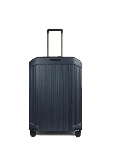 Piquadro Expandable Hard-shell Trolley With Ribbed Design In Black