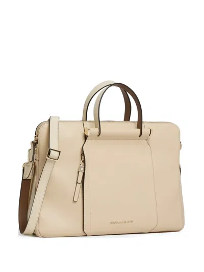 Piquadro Expandable Leather Laptop Bag In Neutral