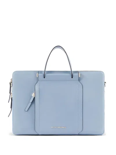 Piquadro Expandable Work Laptop Bag In Blue