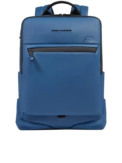 Piquadro Fabric Backpack For Laptop 15.6 In Blue