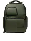 Piquadro Expandable Laptop Backpack Front Zip Pocket In Green