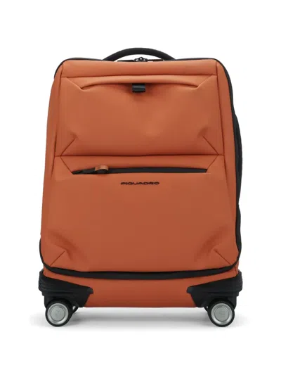 Piquadro Slim Cabin Trolley Four Wheels Fabric In Orange