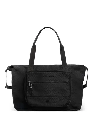 Piquadro Geometric Pocket Holdall In Black