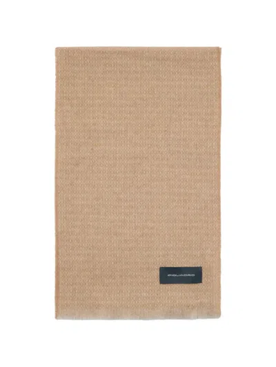 Piquadro Geometric-pattern Fringed Scarf In Brown