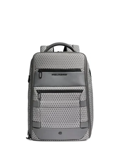 Piquadro Geometric-pattern Modular Backpack In Gray