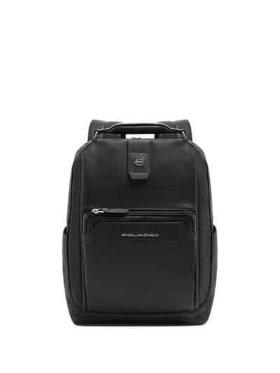 Piquadro Grained Backpack In Black