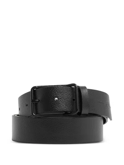 Piquadro Grained Leather Belt In Black