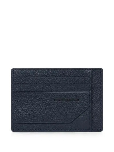 Piquadro 그레인 레더 카드홀더 In Black