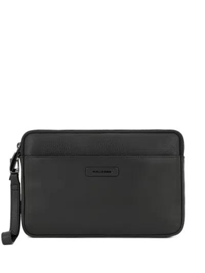 Piquadro Grained Leather Clutch Bags In Black