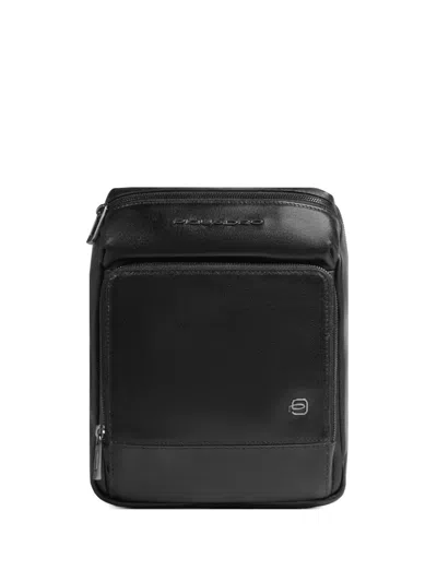 Piquadro Grained Leather Crossbody Bag In Black