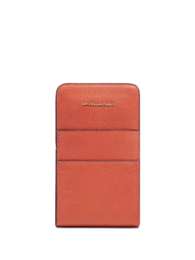 Piquadro Grained Leather Mini Bag In Orange