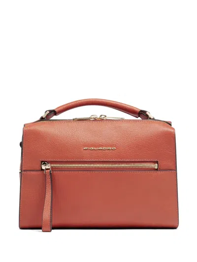 Piquadro Grained Leather Shoulder Bag In Brown