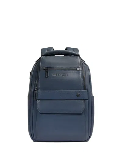 Piquadro Grained Texture 13" Backpack In Blue