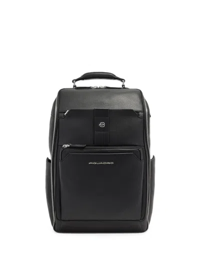 Piquadro Grained-leather Backpack In Black