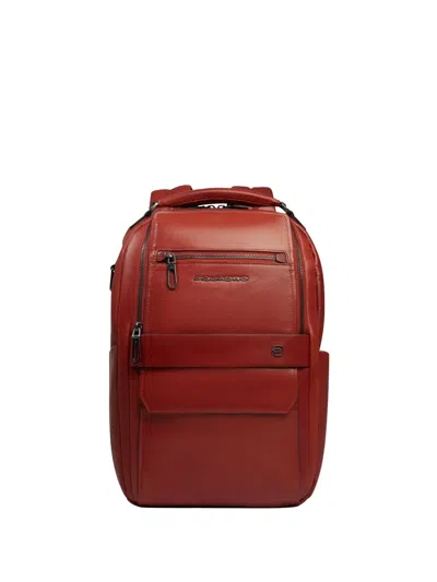Piquadro Grained-leather Backpack In Brown
