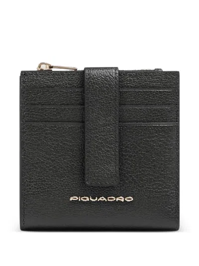 Piquadro Grained-leather Cardholder In Black