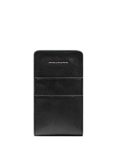 Piquadro Grained-leather Phone Case In Gray