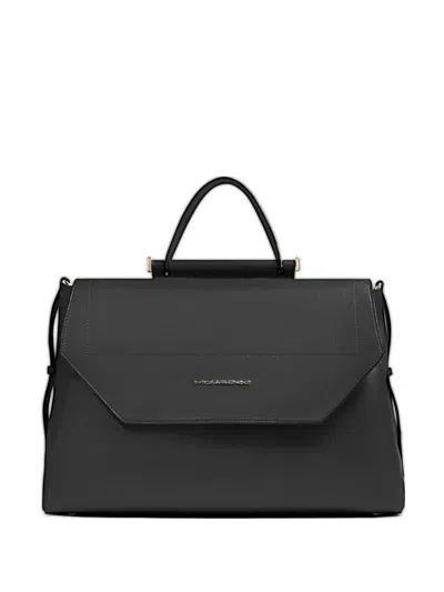 Piquadro Grained-leather Satchel In Black