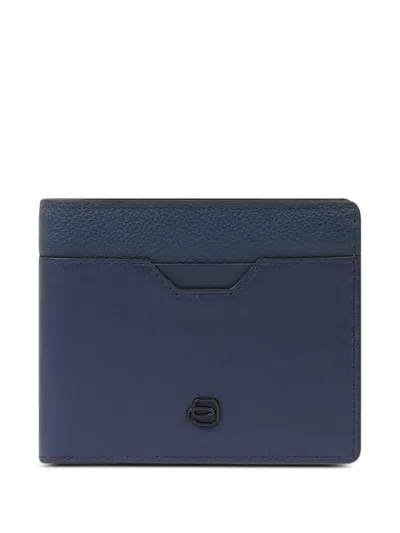 Piquadro Grained-leather Wallet In Blue