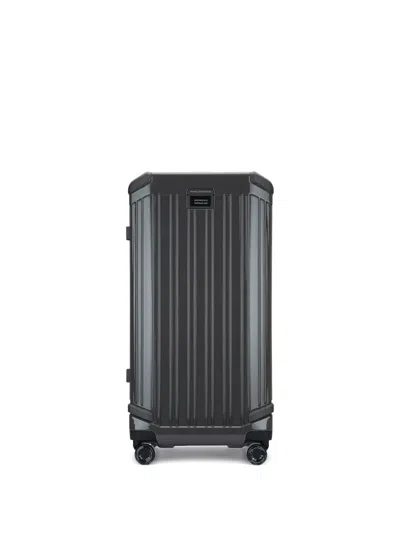 Piquadro Hardside Four-wheel Ridged Luggage In Black