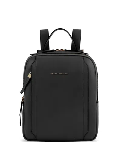 Piquadro Ipad Leather Backpack In Black