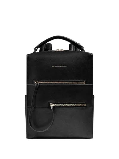 Piquadro Ipad Leather Backpack In Black