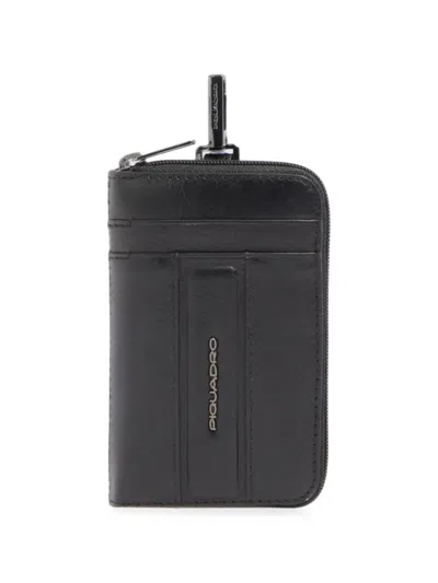 Piquadro Key Case With Rfid-protected Card Slots In Black
