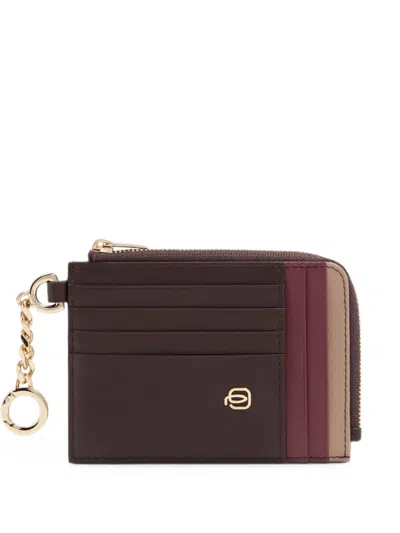 Piquadro Keychain Card Holder, 8 Slots & Rfid Protection In Brown