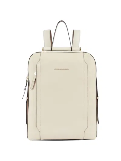 Piquadro Laptop Leather Backpack In Neutral