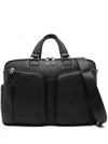 Piquadro Leather 15,6" Laptop Bag In Black