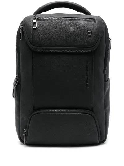 Piquadro Leather Backpack In 黑色