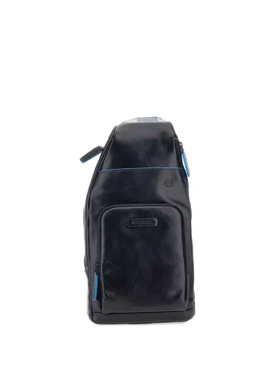 Piquadro Leather Backpack In Black
