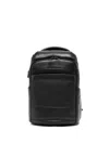 Piquadro Leather Backpack In Black
