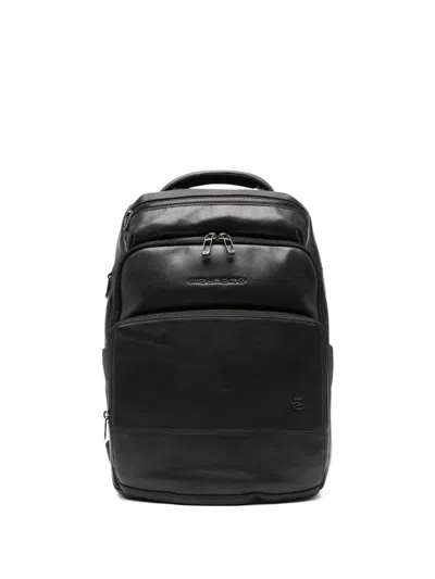 Piquadro Leather Backpack In Black