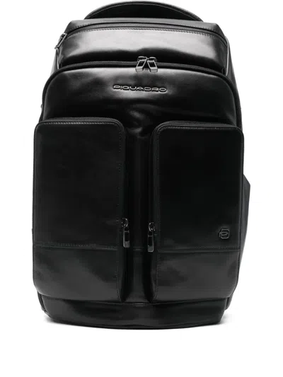 Piquadro Leather Backpack In Black