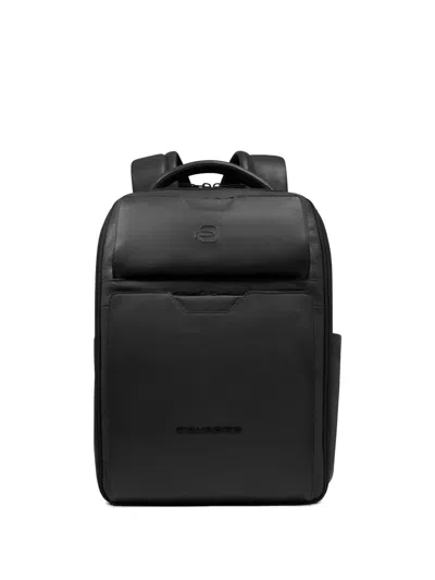 Piquadro Leather Backpack In Black