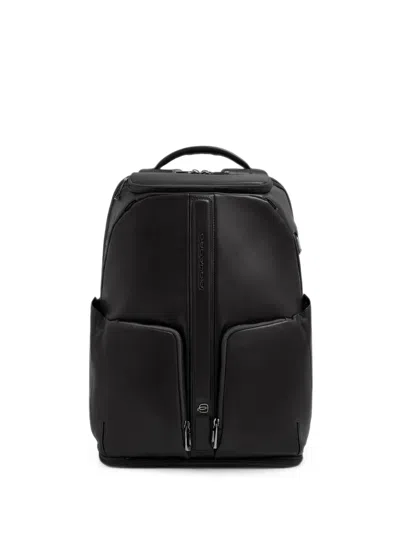 Piquadro Leather Backpack In Black
