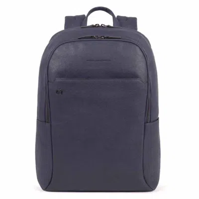 Piquadro Leather Backpack In Blue