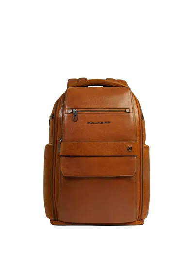 Piquadro Leather Backpack In Brown