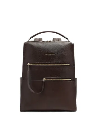 Piquadro Leather Backpack In Brown