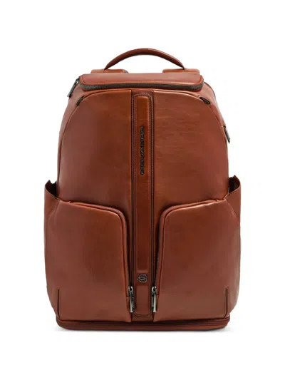 Piquadro Leather Backpack In Brown