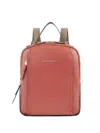 Piquadro Leather Backpack In Orange