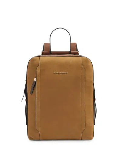 Piquadro Leather Backpack In Purple