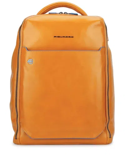 Piquadro Leather Backpack In Yellow